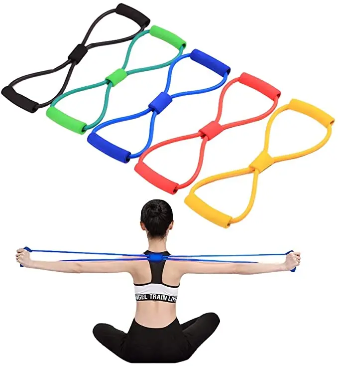 

Fitness 8 Word Chest Expander Elastic rally Workout Muscle Sports pull rope TPE Tubes Yoga instructor pull rope, Five color