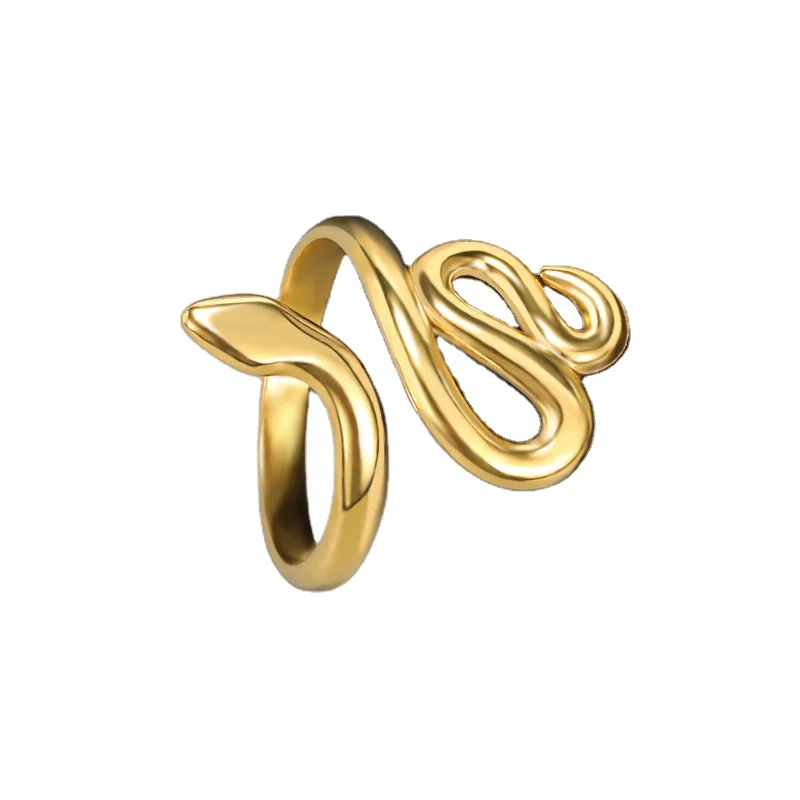 

Bohemian Knot Snake Shape Open Hypoallergenic Resizable Ring Women Gold 18K Plated Stainless Steel Finger Rings