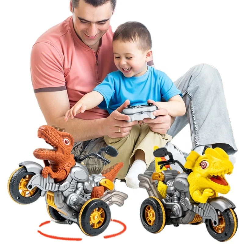 

New arrival Electric dinosaur motorcycle toy car plastic remote control car toys for kids with light music funny rc car toy