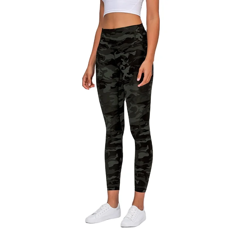 

High quality naked style yoga leggings women camo print nylon yoga pants, Printed