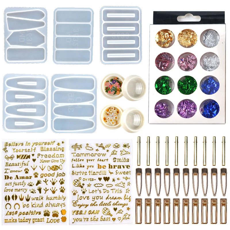 

JF052 Hot Sell DIY Resin Mold Set For Craft Pendant Hairpin Bead Necklace Bottle Coaster Storage Box Tray Jewelry Mould Kit