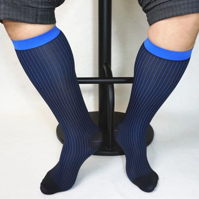 Men Long Business Silk Socks Striped Male Nylon Stockings - Buy Men ...