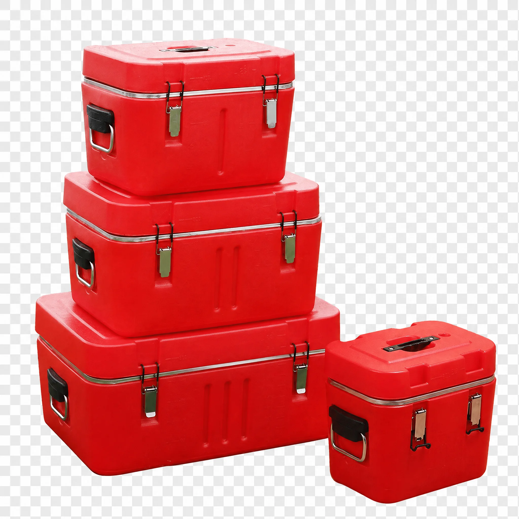 Insulated Food Box — Red, Square (4-Piece Set)