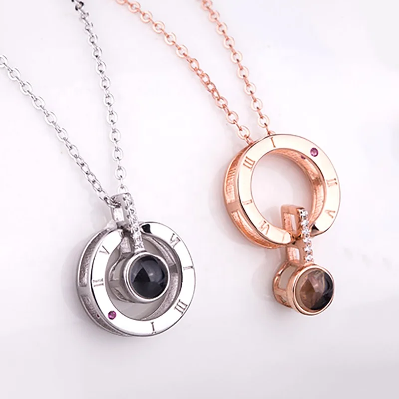 

Round Eye Shape I Love You In 100 Languages Projection Necklace