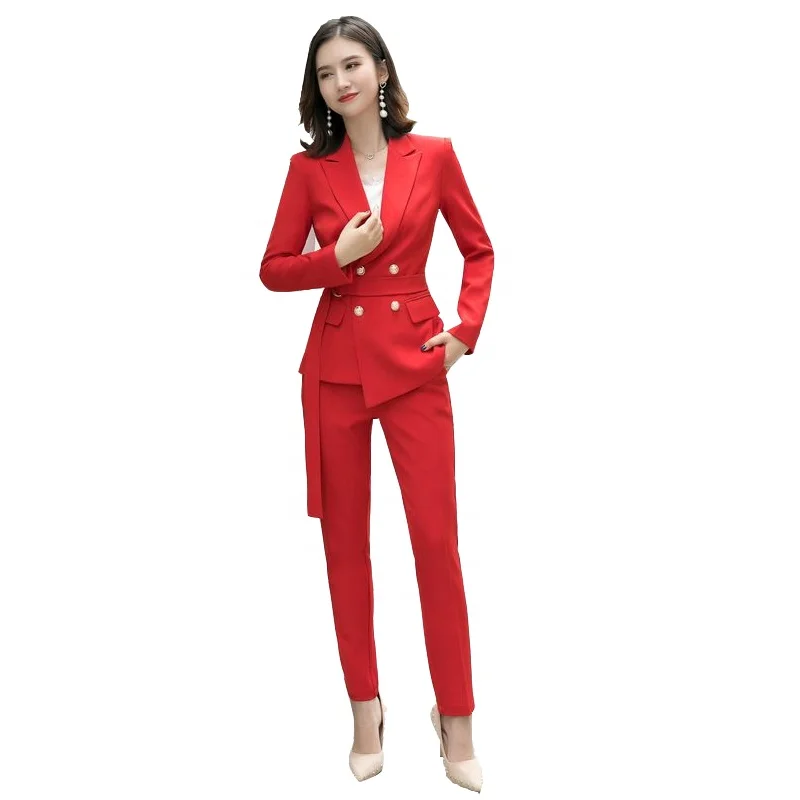 Fashion Office Ladies Double breasted business suit for women