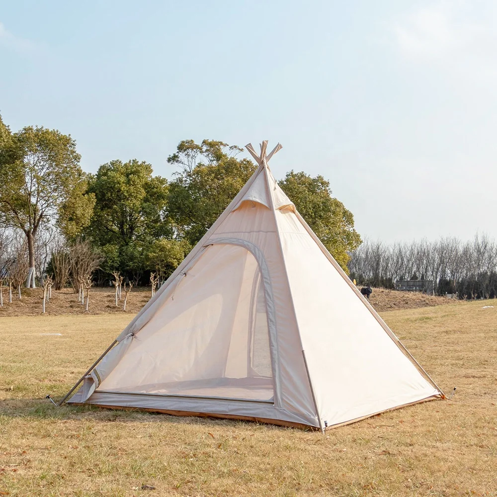 

New Arrival 3-4 Persons Hiking Tipi Cotton Canvas Glamping Tent for Sale Large Luxury Family Teepee Tent Camping Outdoor Tents