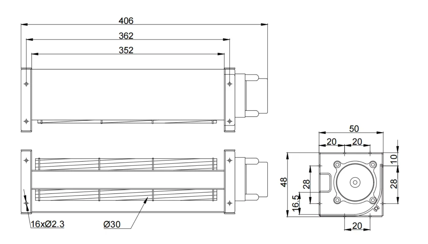 Cross Flow Fan, 30mm, 12V, Tangential - detail 12