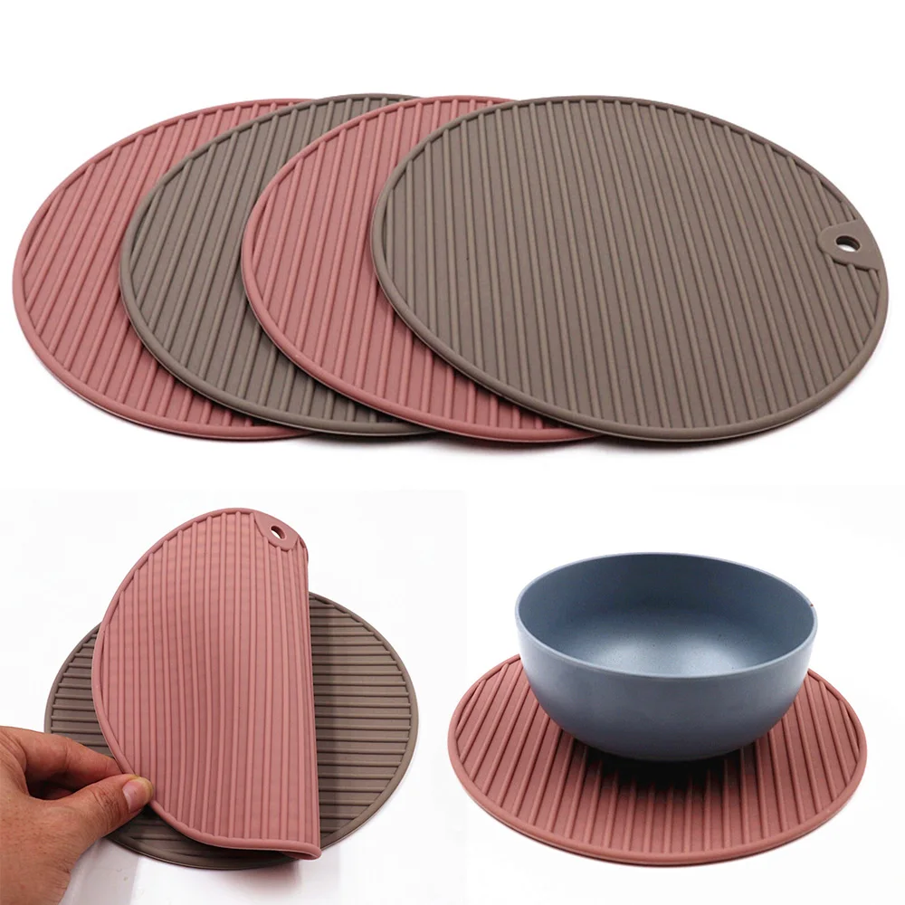 

Non-slip Heat Resistant 18*18 Cm Round Mat Drink Cup Coasters Pot Holder Table Placemat Kitchen Accessories Table Mats, Coffee color, brownish gray (optional)