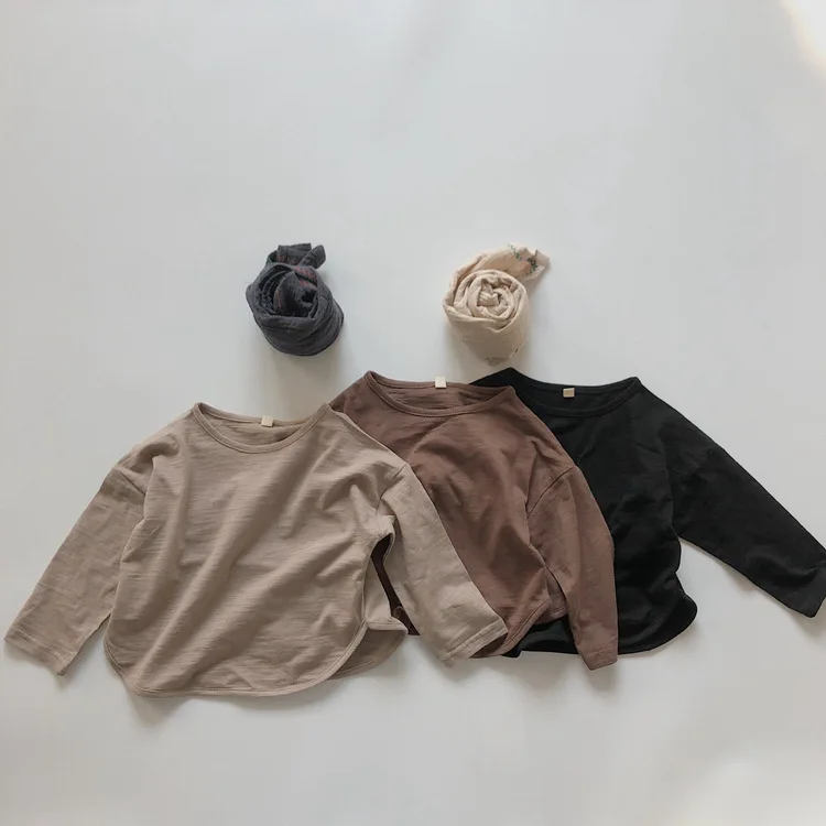 

Spring And Autumn Baby Base T-shirt Solid Color Top Fashion Tops Newborn Girl Tops