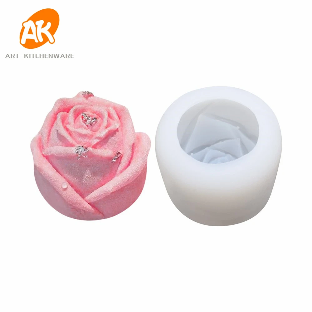

AK Rose Flower Ice Ball Decor Silicone Molds DIY Soap Candle Mould for Resin Crafts MC-133, White or random