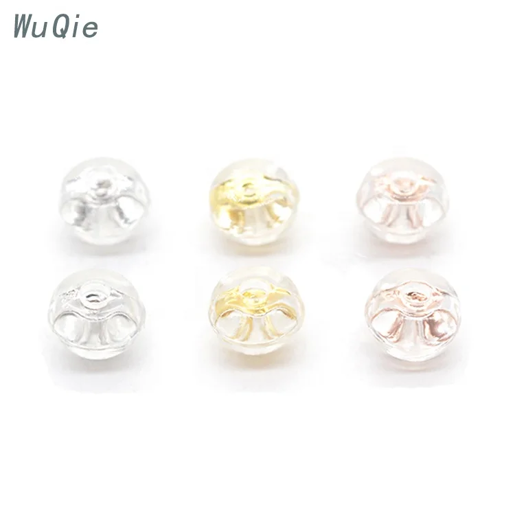 

Wuqie Silicone Earring Backs Stopper Ear Nut Component 925 Sterling Silver Safety Hypoallergenic Ear Post Nuts, Silver, gold, rose gold