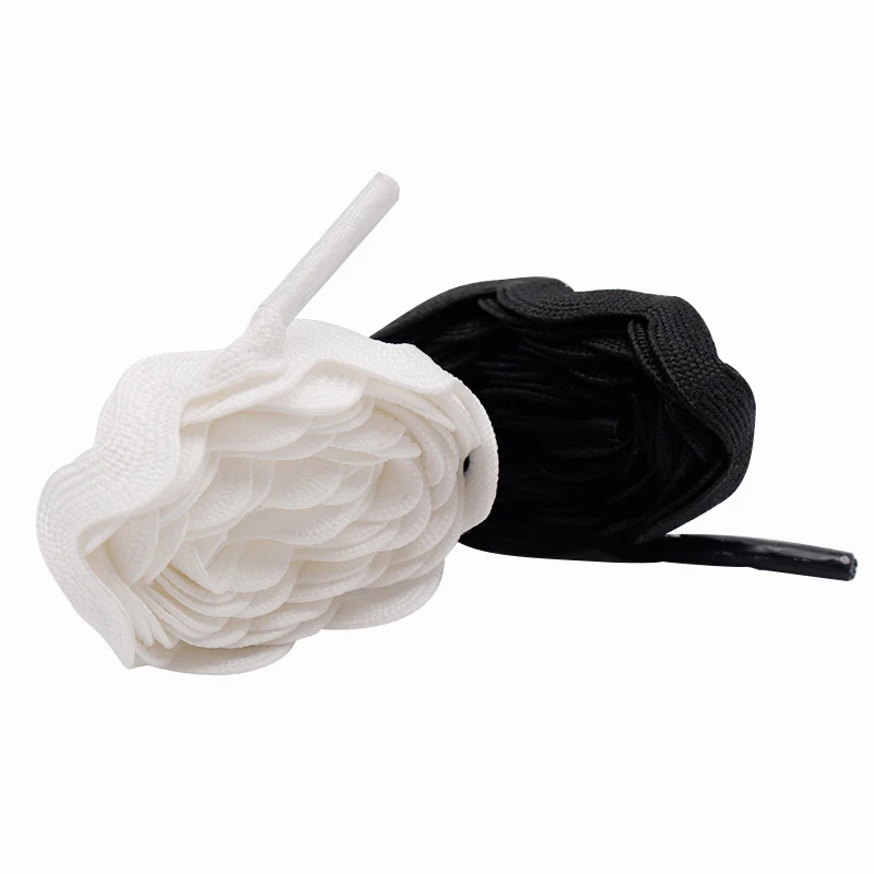 

Coolstring Professional shoelace factory direct supply Support customized logo and 140cm wide flat white S-shaped wave lace shoelace
