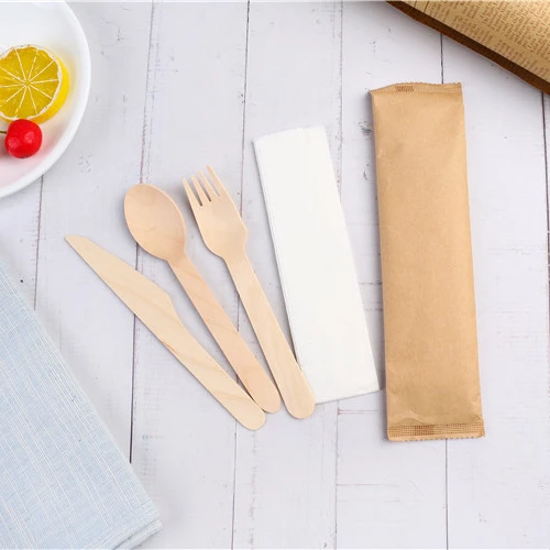 

Natural compost biodegradable bulk birch wood spoon/forks/knives disposable wooden cutlery set, Natural wood color