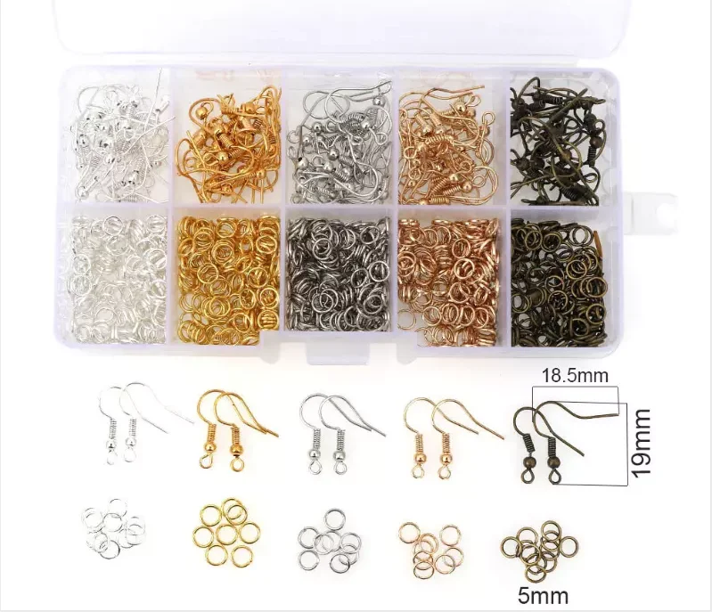 

Jewelry Findings Accessories Set Jump Rings Earring Hook For DIY Making, As picture