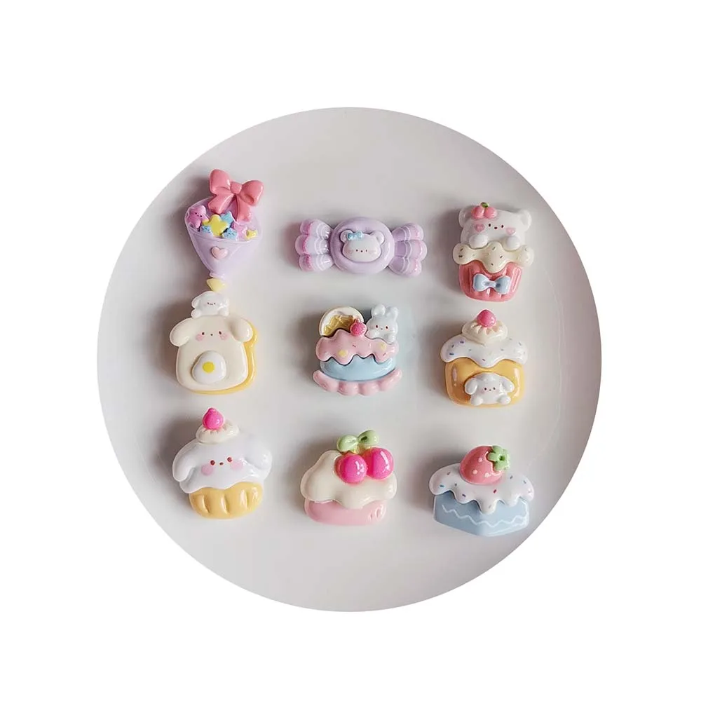 Kawaii Simulation Flatback Resin Cartoon Food Cake Candy Cabochon for Decoration Crafts Making DIY Accessories