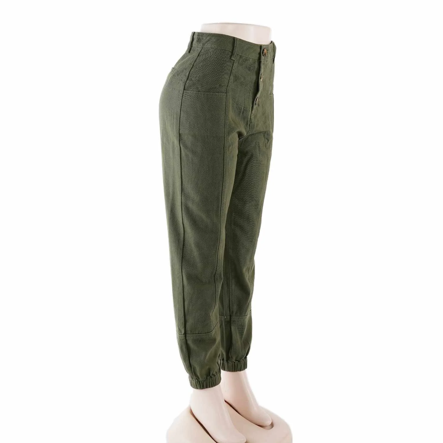 

Mzl's Love New Design Jean Green Cotton Front Button Jogger Jeans Women Denim