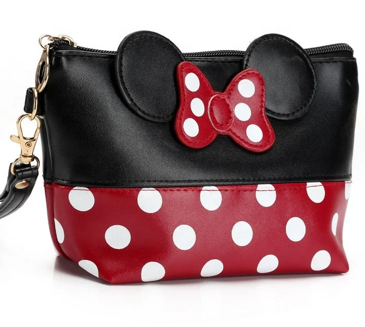 

Portable Cute Travel Makeup Case PU Leather Mickey Cosmetic Bag, As picture show