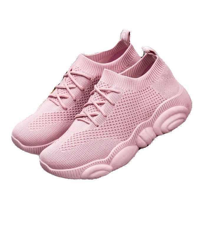 

Fashion women pink running sport shoes casual knitted sneaker shoe, Picture color