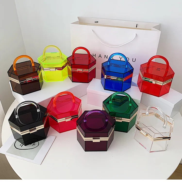

Wholesale Fashion Tote Acrylic Transparent Box Purse Women Hand Bags Ladies Clears Purses And Handbags For Women