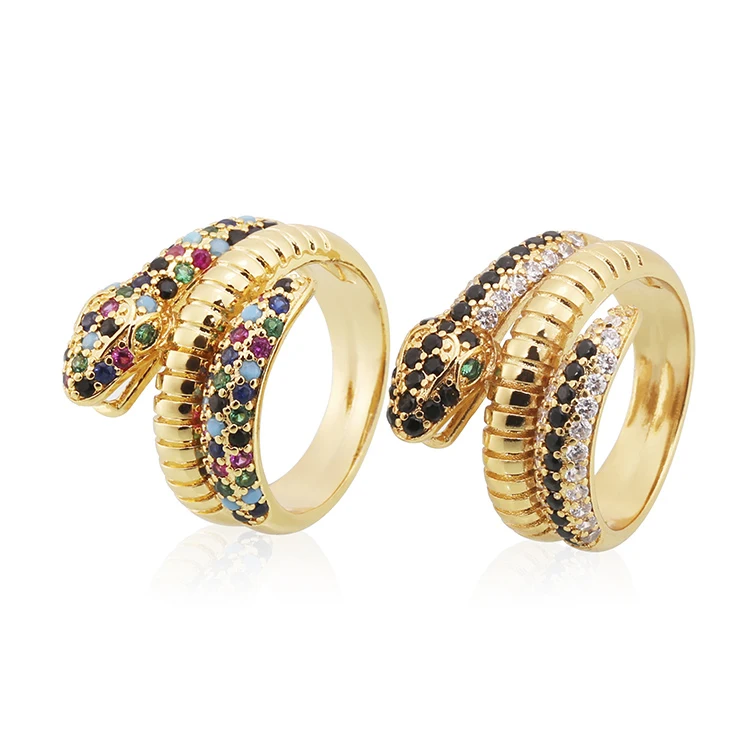

Fashion Jewelry snake ring gold plated 18k zirconia cubic aaaa colorful rings women, Blue