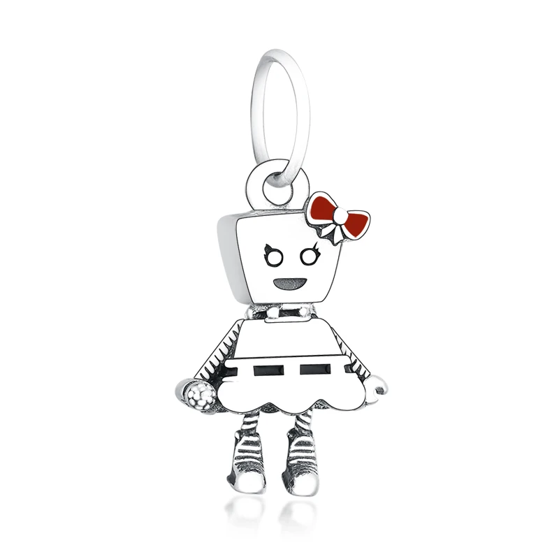 

Fine Jewelry Wholesale 925 Sterling Silver Cartoon Robot Girl Pendant Charms for Jewelry Making
