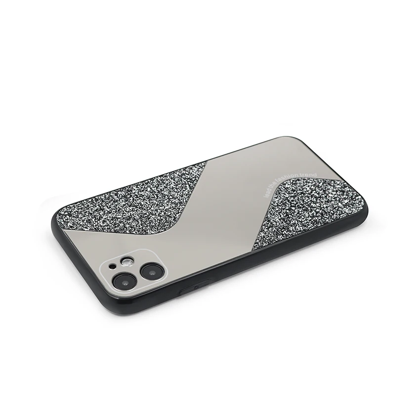 Luxury glittering powder water drill makeup mirror phone case for iphone 12 pro