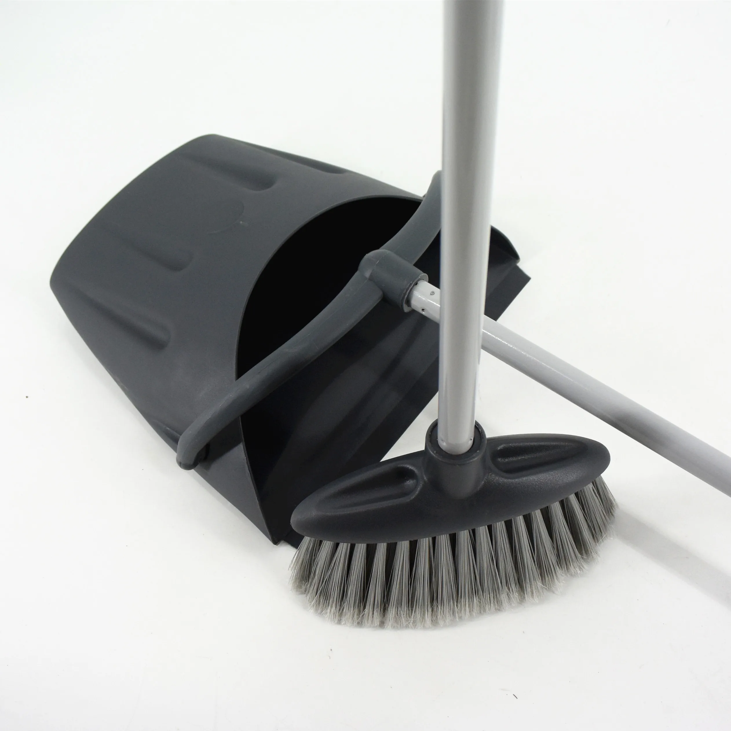 
superior plastic metal long handle folding broom and dustpan set 