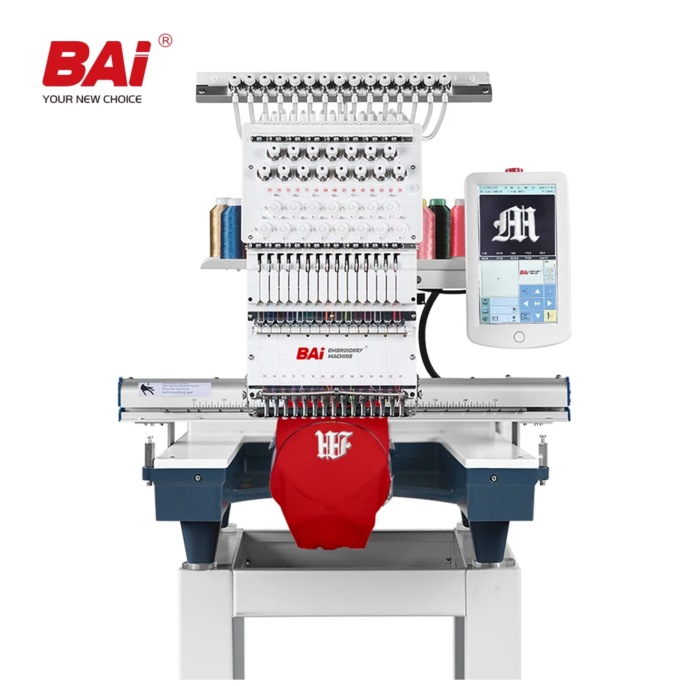 

BAI High speed digital 12/15 colors one head 3d hat computer embroidery machine for customer