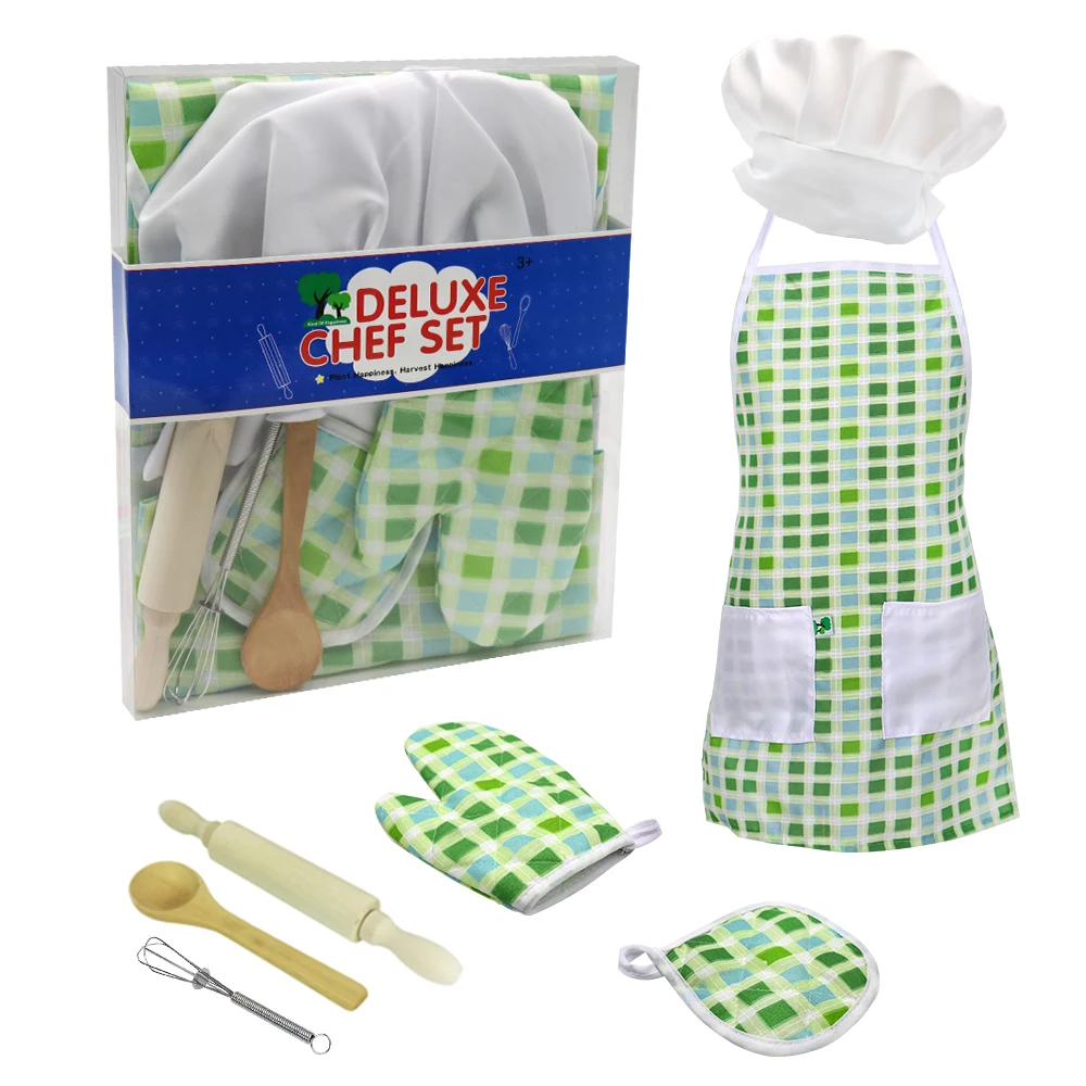 

Free Delivery Children's Kitchen Set -20 SetsKids Chef Set Children Kitchen Cooking Role Pretend Play Kids Apron With