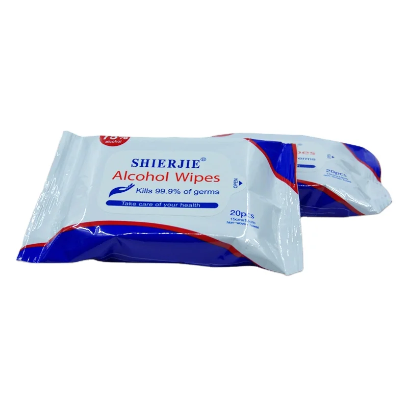 

20PC Antibacterial Wipes with 75% Alcohol China Factory For All Purpose