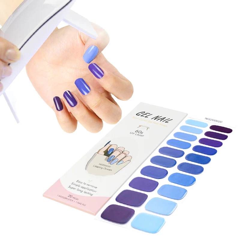 

Huizi factory factory Korean New designs custom semi cured gel nail polish sticker wraps
