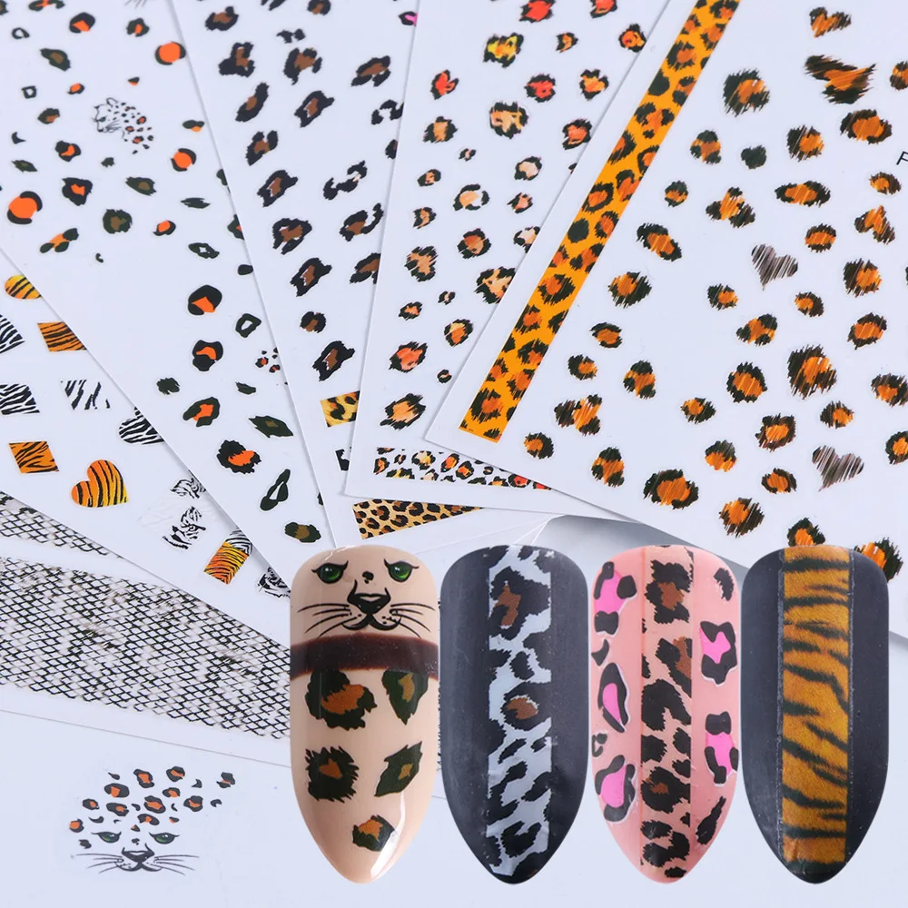 

Leopard Print Stickers On Nails Foils Starry Sky Wraps Transfer Decals Polishing Sliders Nails Accessories Wrap Tools, 6 colors