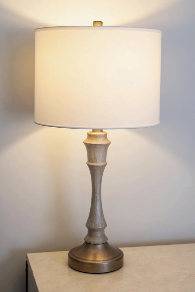 Family sitting together under warm accent lamp light