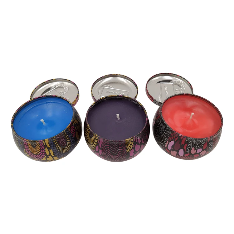 

Luxury soy wax candles tin can custom printing round tin cans for candles scented candle in tin can