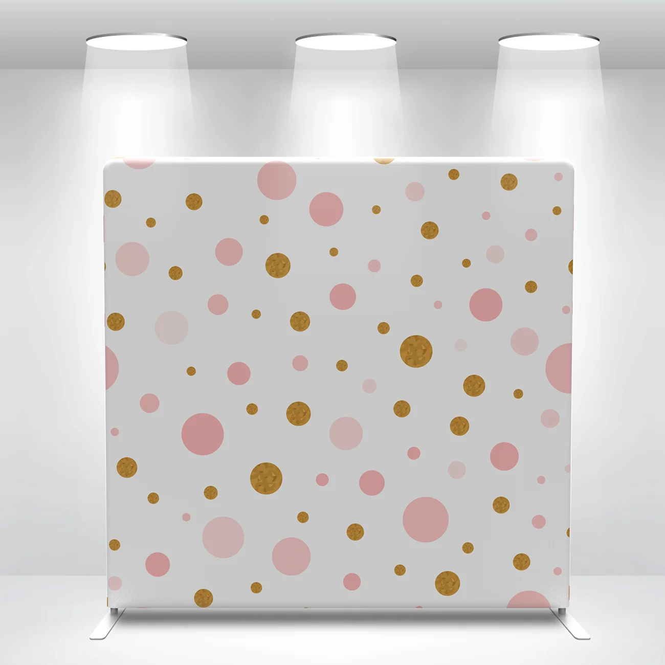 Custom Fabric square Gold pink Color Dots Theme Pillow case Tension Backdrop Covers