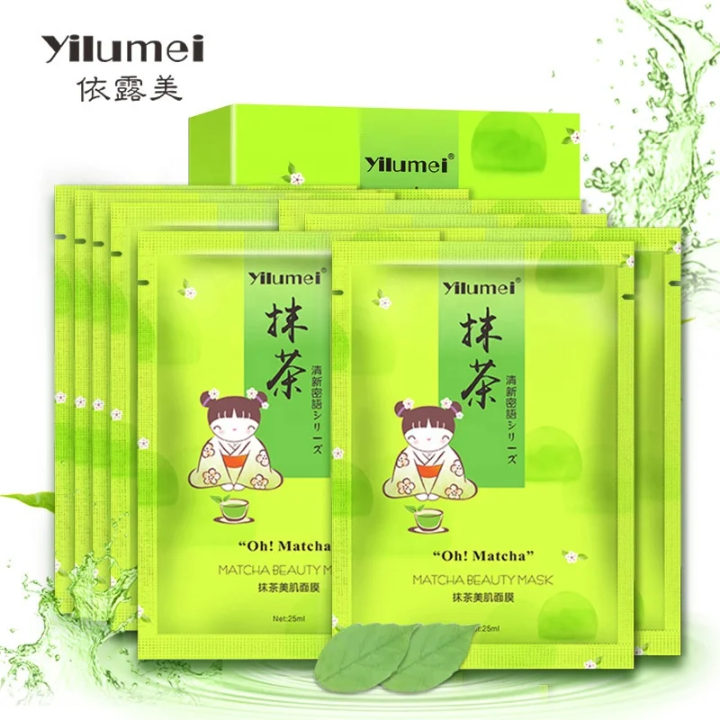 

OEM Factory Wholesale Moisturizing Face Mask Cosmetic Beauty Product Green Tea Matcha Facial Mask