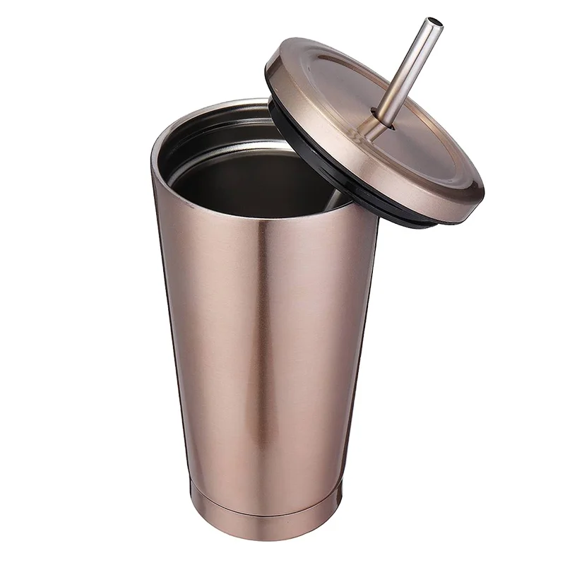 

BPA free Customized Reusable Stainless Steel Coffee Tumbler Straw Travel Mug with straw, Black, white, green and custom color