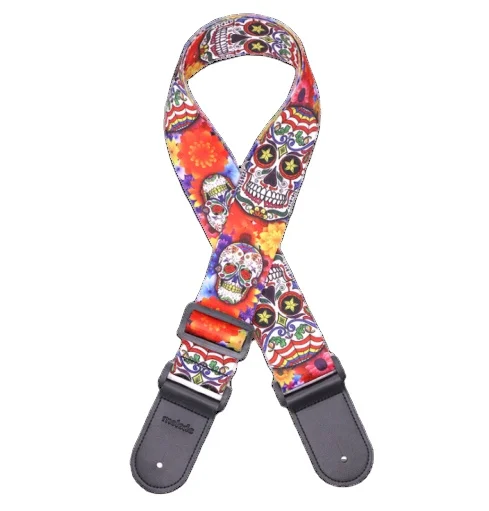 

PU leather nylon fluorescent printing acoustic guitar strap, Black