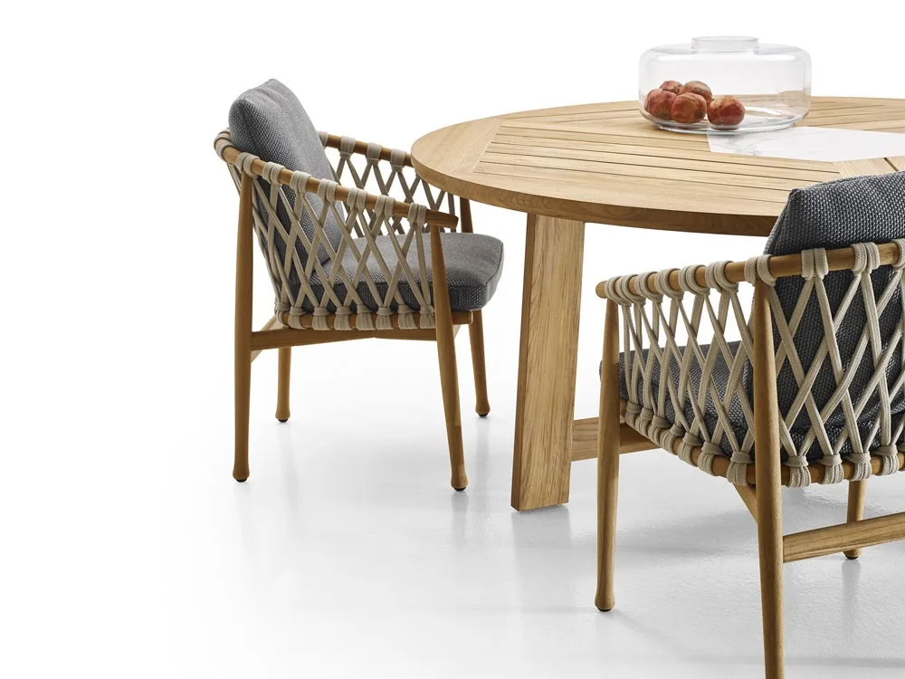 Dining Table And Dining Chair With Natural Teak Wood Tops And Waterproof Fabric Seat Buy