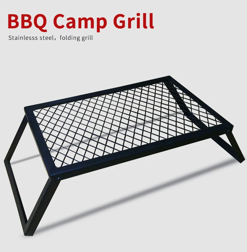 Portable Folding Camping Fire Grill Stainless Steel For Cooking Barbeques Tool
