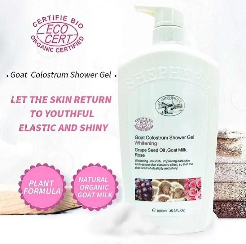 

Private Label Natural Organic lightening goat milk Cruelty-Free shower gel body wash, Milk color