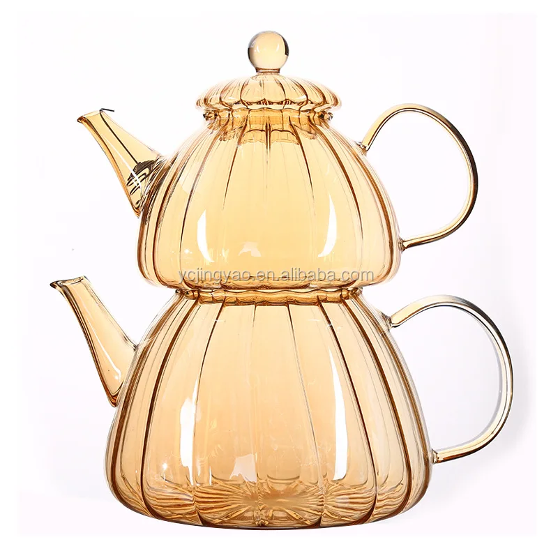 

800ml Handblown Double Borosilicate Glass Infuser Teapot Set, Clear