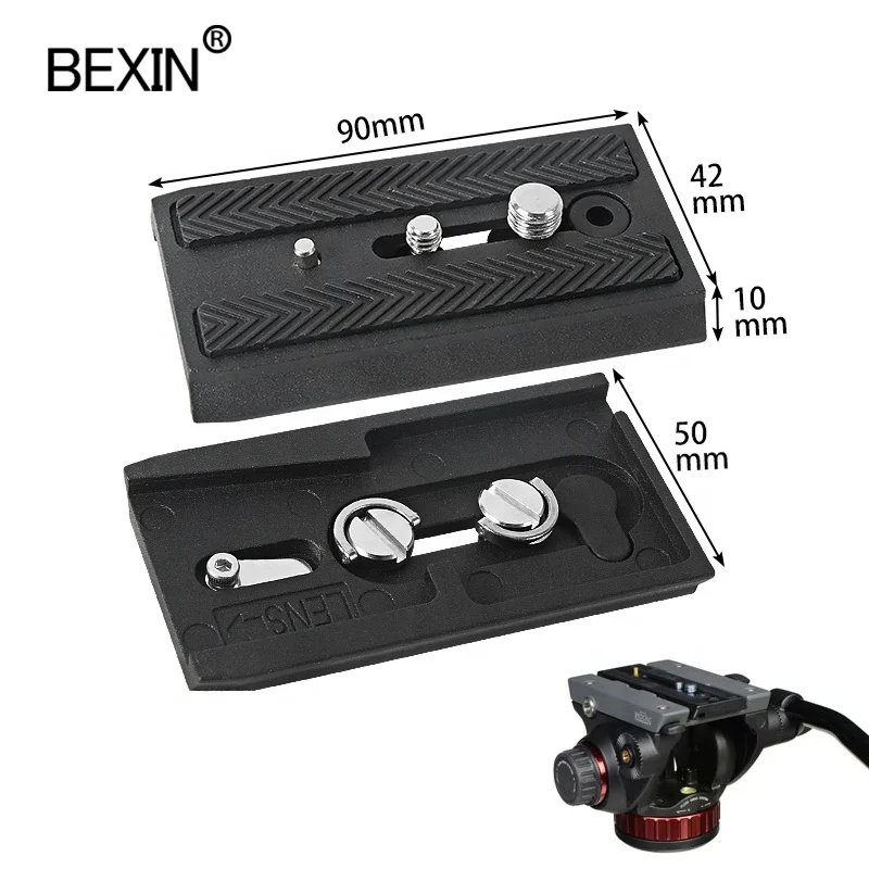 

BEXIN New High Quality QR Aluminium Tripod Quick Release camera Plate for Professional Hydraulic PTZ Head and Manfrotto tripod, Matt black