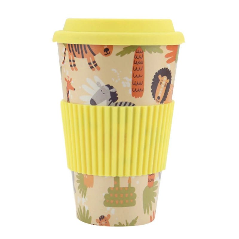 

MIKENDA Custom Printing Logo Personalised 450ml Bamboo Fiber Reusable Coffee Cups