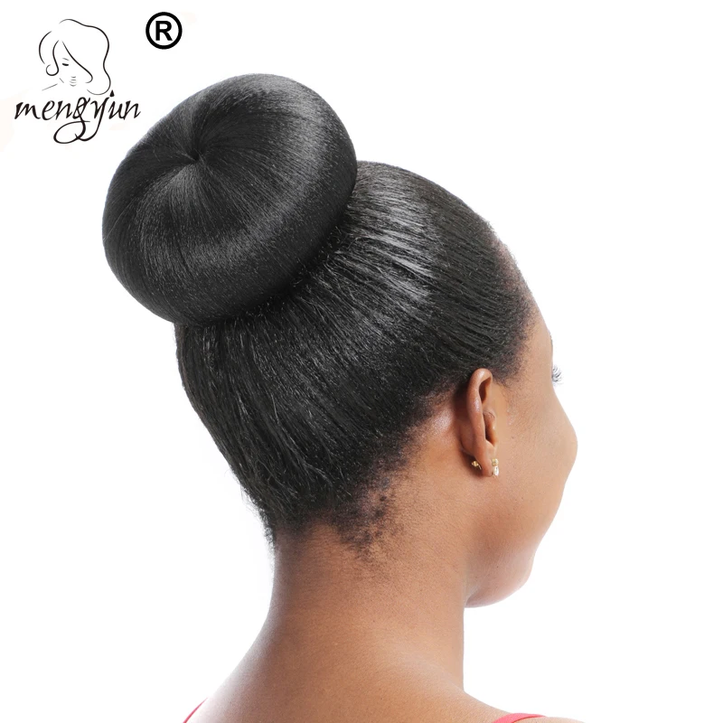 

Mengyun Synthetic Drawstring Hair Bun Straight Short Hair Buns Donut Chignon Hairpiece Clip in False Hair High Temperature, Black