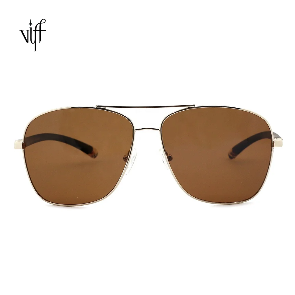 

VIFF HM18263 Sunglasses for Men Vintage Alloy Aviation Pilot Brand Gradient Sun Glasses Female Metal Shades Black Brown