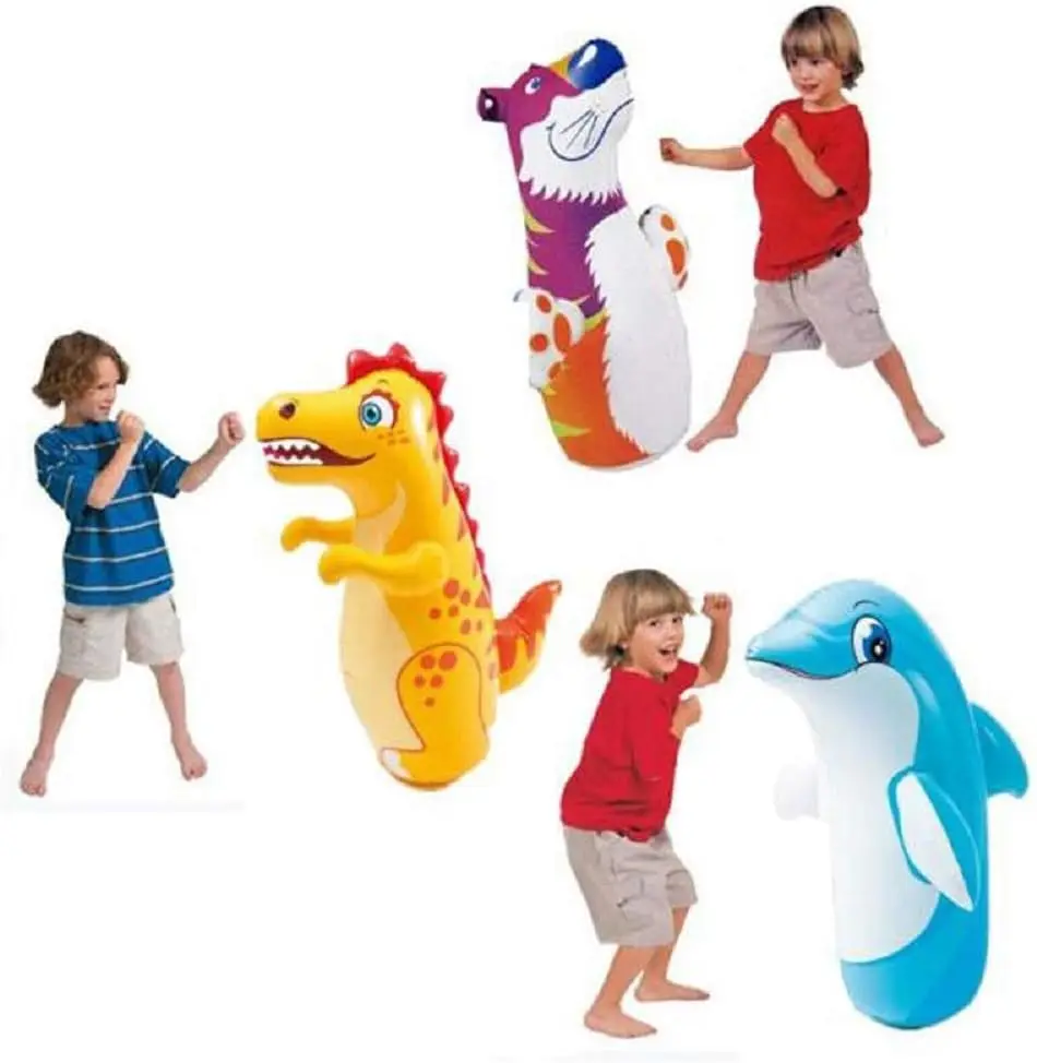 2024 Factory Wholesale Children's Cartoon Animal Inflatable Punching Boxing Bag Kids Water Filled Base Animals Tumbler Toy