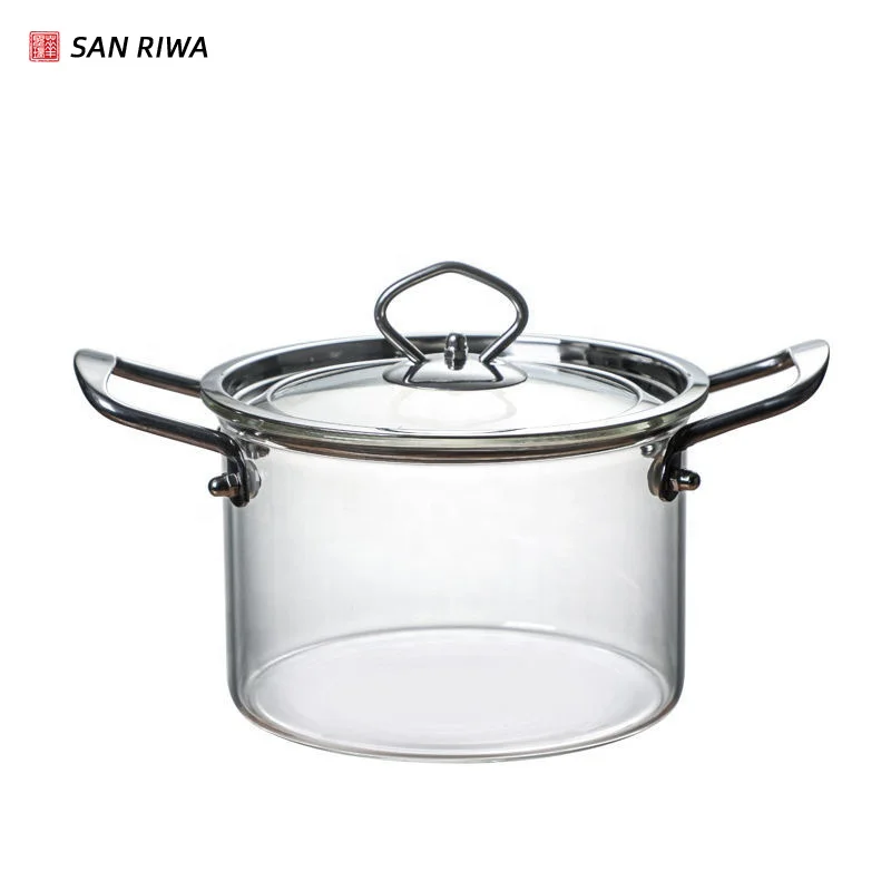 

Glass Pot with Lid Cover Borosilicate Glass Saucepan Casserole with Handle Multipurpose Heat-resistant Cooking Pot/Pan Cookware, Transparent