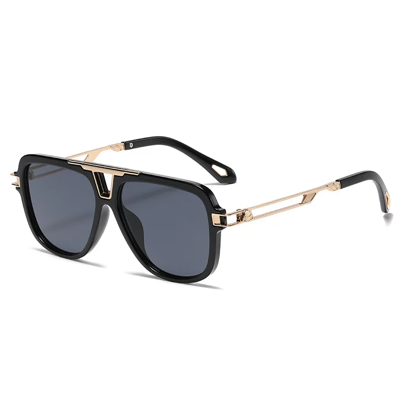 men designer famous brands trendy vintage oversized square metal shades sun glasses