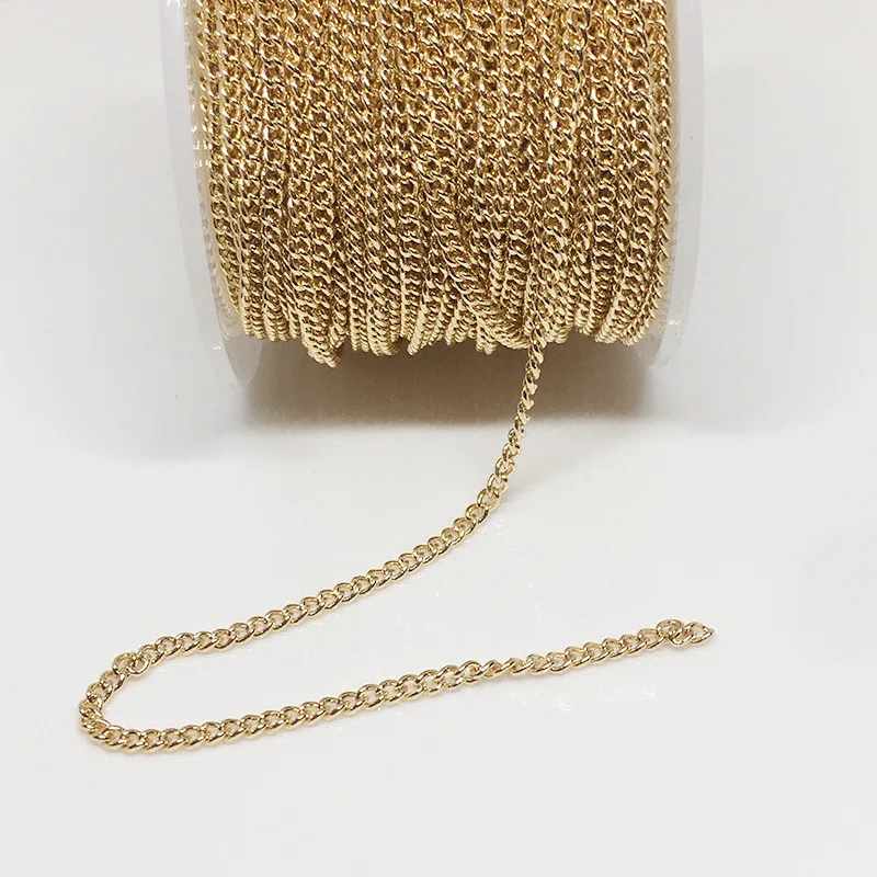 14k Gold Rose Gold Twist Swirl Chain Brass with Real Gold Plating Waterproof Twisted Spiral Link Bulk 10 Meter Roll for Jewelry